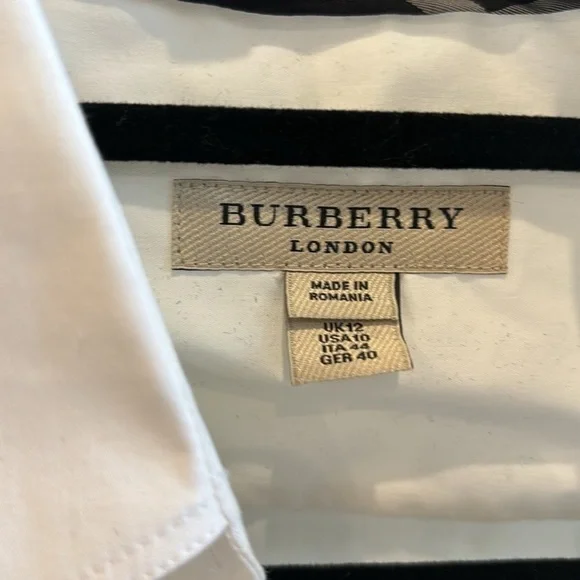 Burberry White Button Down Shirt with classic check accents - Picture 2 of 6